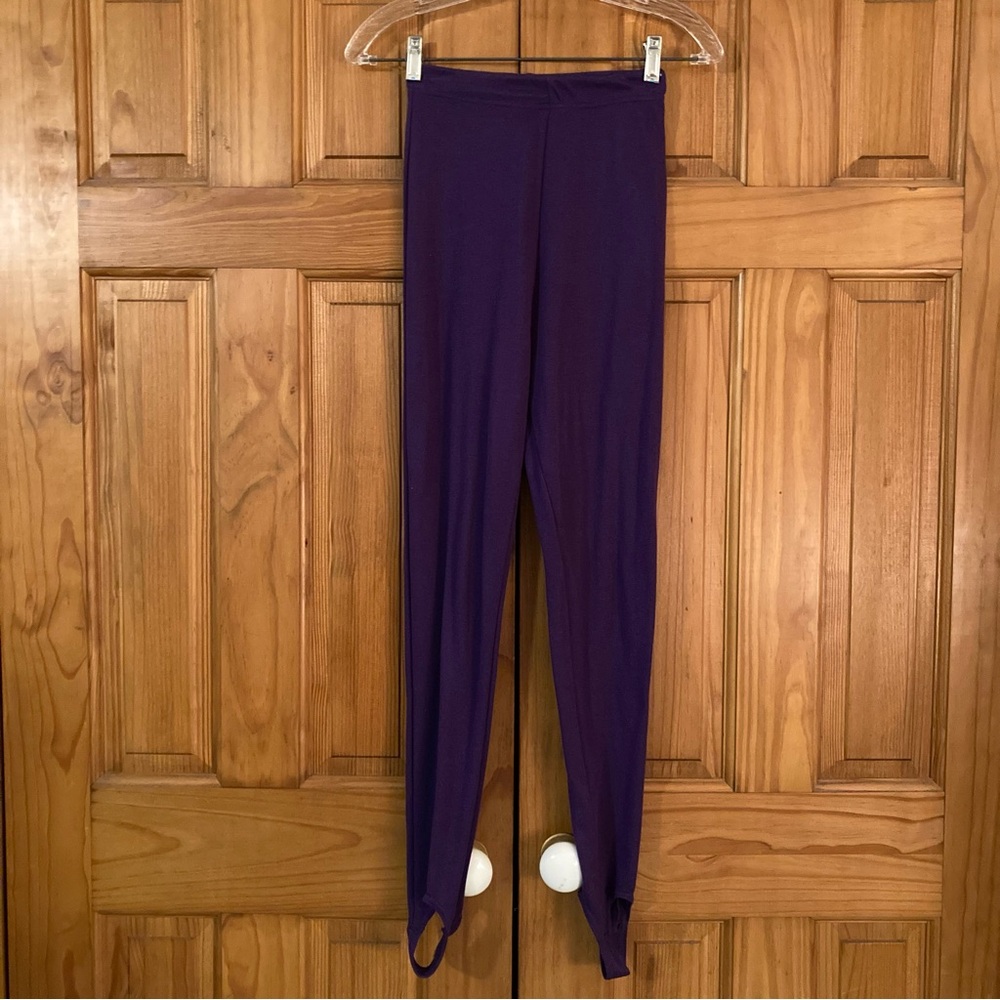 NWOT One Step Up Vintage 80s Pants Pull On Stirrup Purple Women's Size S Small